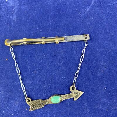 Turquoise arrow tie tack