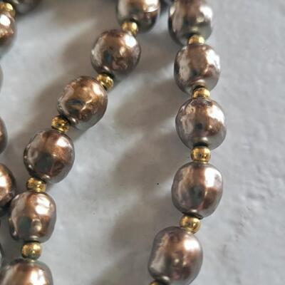 Lot 7: Antique Bronze Freshwater Pearl's on Chain Necklace
