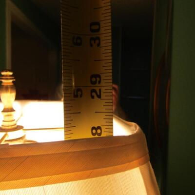 Glazed Ceramic Table Top Lamp with Wood Base