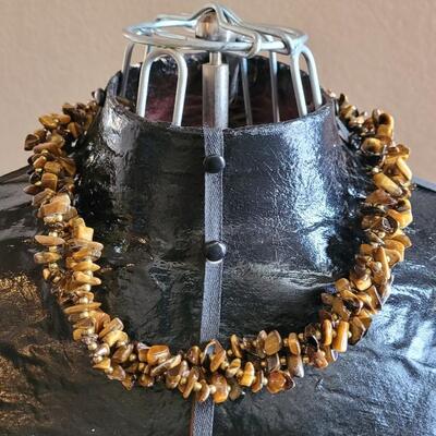 Lot 11: Vintage Triple Stand Tiger's Eye Beaded Necklace