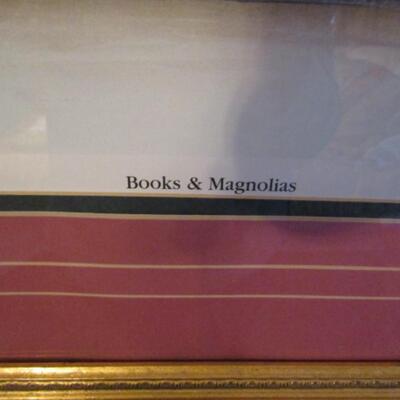 Books and Magnolias by Leila Desiree Platt- Framed Lithograph