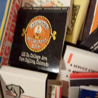 LOT 139   OLD TOBACCO BOX FULL OF VINTAGE MATCH BOOKS