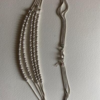 Sterling silver slide bead multi chain necklace
