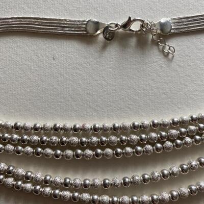 Sterling silver slide bead multi chain necklace