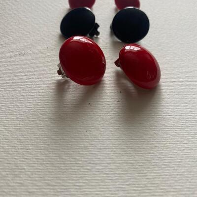 Red and black button clip earring lot : Ladybugs and Betty boop made it cool