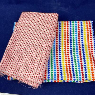 Lot of 2 Heart Fabric each 1 yard long