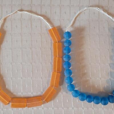 Lot 19: Vintage African Recycled Glass Orange & Blue Beads