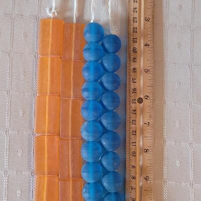Lot 19: Vintage African Recycled Glass Orange & Blue Beads