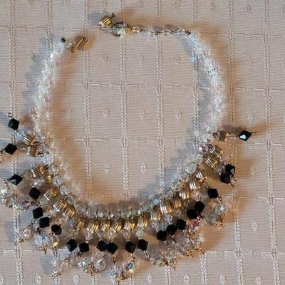 Lot 23: (2) Vintage Crystal Fringe Necklaces