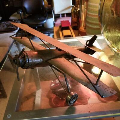 Folk Art Metal Airplane Sculpture Mid-Century, Antique, and Vintage Furniture and Art