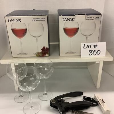 800 Lot of 11 DANSK Red Wine Glass Set with Wine Cork