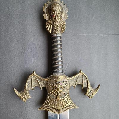 LOT 64: Medieval Designed Stainless Steel Sword with Dracula/ Fire  Breathing Dragon Made in Spain | EstateSales.org