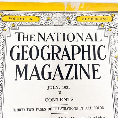 JULY 1931 NATIONAL GEOGRAPHIC MAGAZINE - VOLUME LX #1
