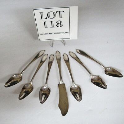 Lufberry Pattern William Rogers Silver Plate, 6 Unusual Spoons and Serving Knife