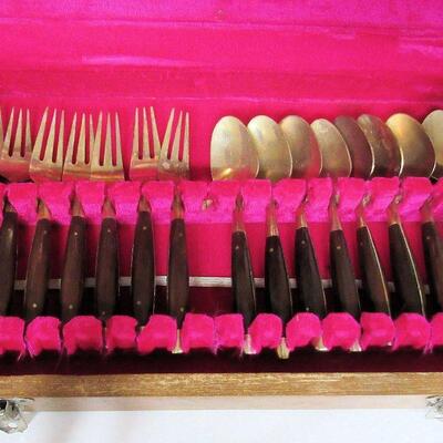 Vintage Cake/Ice Cream Serving Set, Brass/Wood, Julie's Gems Factory, Bangkok, Thailand