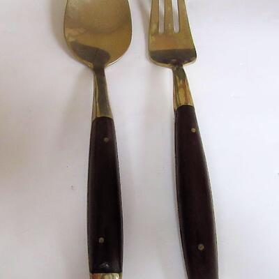 Vintage Cake/Ice Cream Serving Set, Brass/Wood, Julie's Gems Factory, Bangkok, Thailand