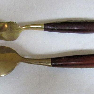 Vintage Cake/Ice Cream Serving Set, Brass/Wood, Julie's Gems Factory, Bangkok, Thailand