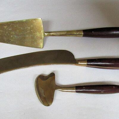 Vintage Cake/Ice Cream Serving Set, Brass/Wood, Julie's Gems Factory, Bangkok, Thailand