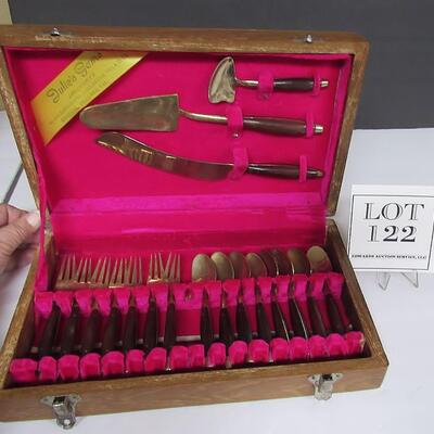 Vintage Cake/Ice Cream Serving Set, Brass/Wood, Julie's Gems Factory, Bangkok, Thailand