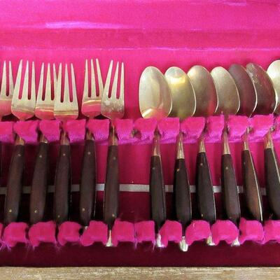 Vintage Cake/Ice Cream Serving Set, Brass/Wood, Julie's Gems Factory, Bangkok, Thailand