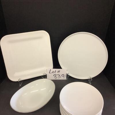 839 White Plates & Serving Bowl