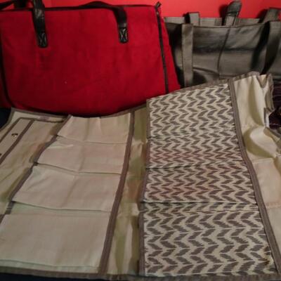 LOT 235. TOTE BAGS, PURSES AND SHOE STORAGE