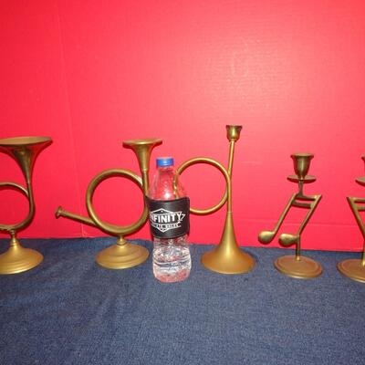 LOT 246. MUSICAL INSTRUMENT RELATED HOME DECOR  CANDLE HOLDERS