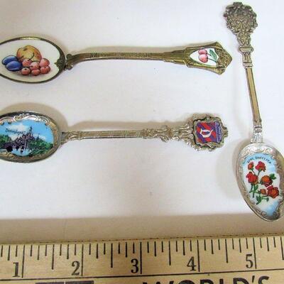 Nice Enameled Silver Plate Spoons, West Germany and Czech