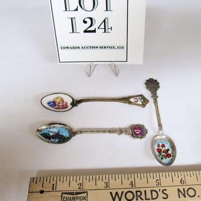 Nice Enameled Silver Plate Spoons, West Germany and Czech