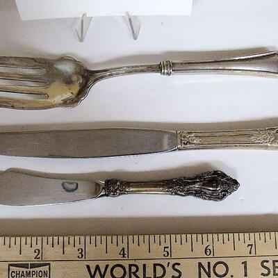 Vintage Sterling Handle Serving Pieces, Lunt Eloquence Pattern Butter Knife, Meat Fork