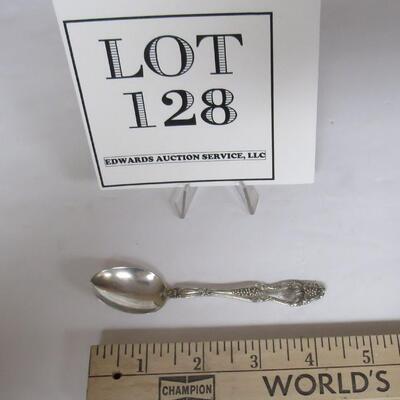 Sterling Demitasse Size Spoon With Grapes Theme, Engraved R, Collectors Item
