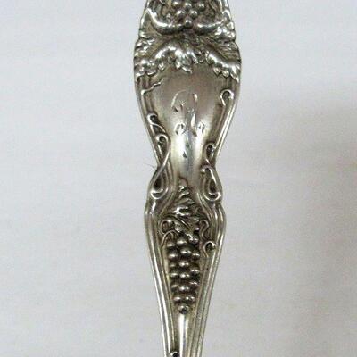 Sterling Demitasse Size Spoon With Grapes Theme, Engraved R, Collectors Item