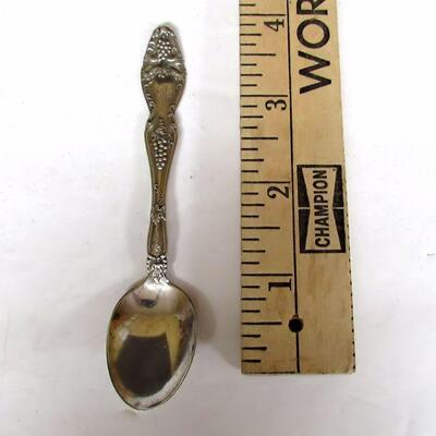 Sterling Demitasse Size Spoon With Grapes Theme, Engraved R, Collectors Item