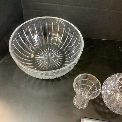 Lot 857. Pair of Large Crystal Bowls ,Vase & Paper Weight