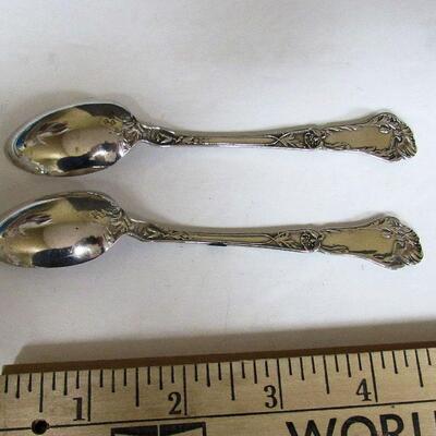 2 Antique Gorham Sterling Silver Coffee Spoons, Poppy Pattern, Nice