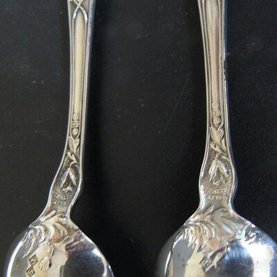 2 Antique Gorham Sterling Silver Coffee Spoons, Poppy Pattern, Nice