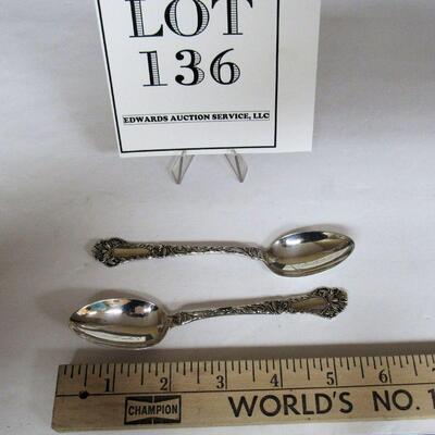 2 Antique Gorham Sterling Silver Coffee Spoons, Poppy Pattern, Nice