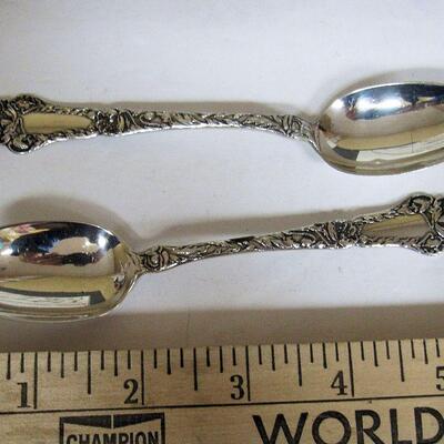2 Antique Gorham Sterling Silver Coffee Spoons, Poppy Pattern, Nice