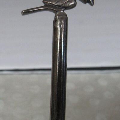 Vintage Very Unusual 925 Silver Peru Drink Stirrer, 11" Tall, Bird on Handle