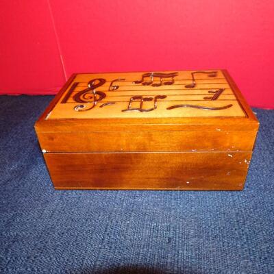 LOT 258. MUSIC RELATED HOME DECOR WOOD BOXES