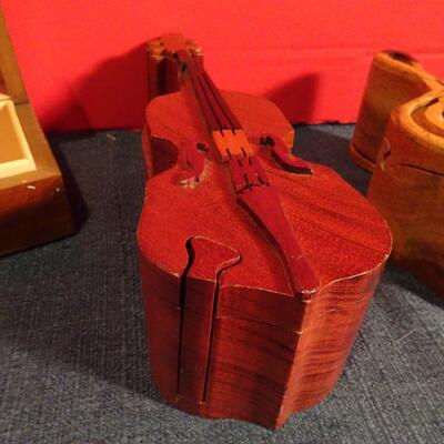 LOT 258. MUSIC RELATED HOME DECOR WOOD BOXES