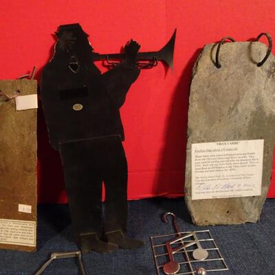 LOT 264. MUSIC RELATED HOME DECOR  PAINTED SLATE TILES