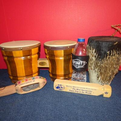 LOT 267. MUSIC DRUMS AND INSTRUMENTS