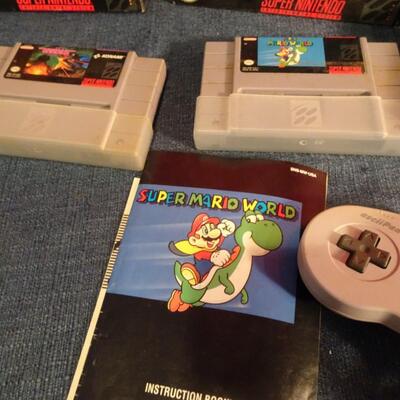 LOT 271. VINTAGE SUPER NINTENDO CONSOLE WITH CONTROLLERS AND GAMES