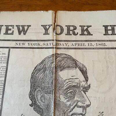 Original 1865 April 15th New York Herald President Lincoln assassination