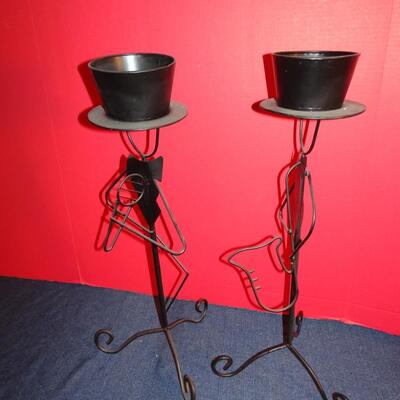 LOT 290. METAL MUSICAL CANDLE HOLDERS