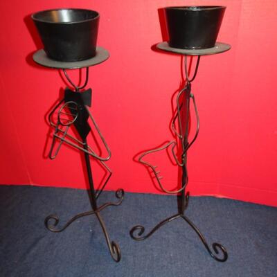 LOT 290. METAL MUSICAL CANDLE HOLDERS