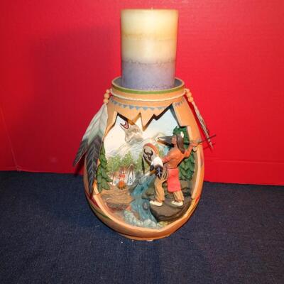 LOT 294. NATIVE AMERICAN CANDLE HOLDER HOME DECOR