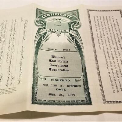 Lot #95  Vintage New Orleans Stock Certificate - Women's Real Estate Investment Corporation