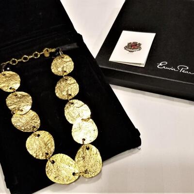 Lot #97   Erwin Pearl Necklace - highly polished hammered design - original box